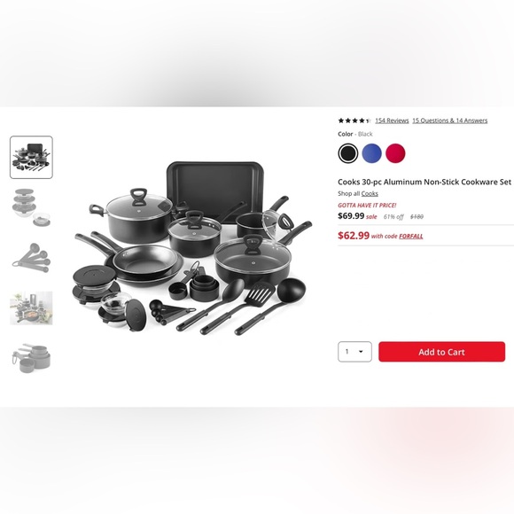 JCPenny Cooks 30-pc Aluminum Non-Stick Cookware Set - Picture 2 of 6